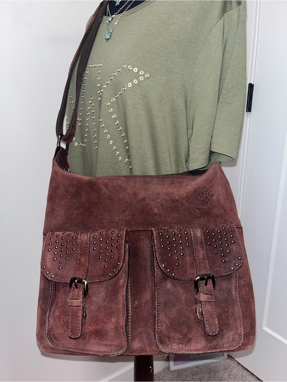 Patricia Nash Suede Hobo Messenger Bag
Brown/Merlot